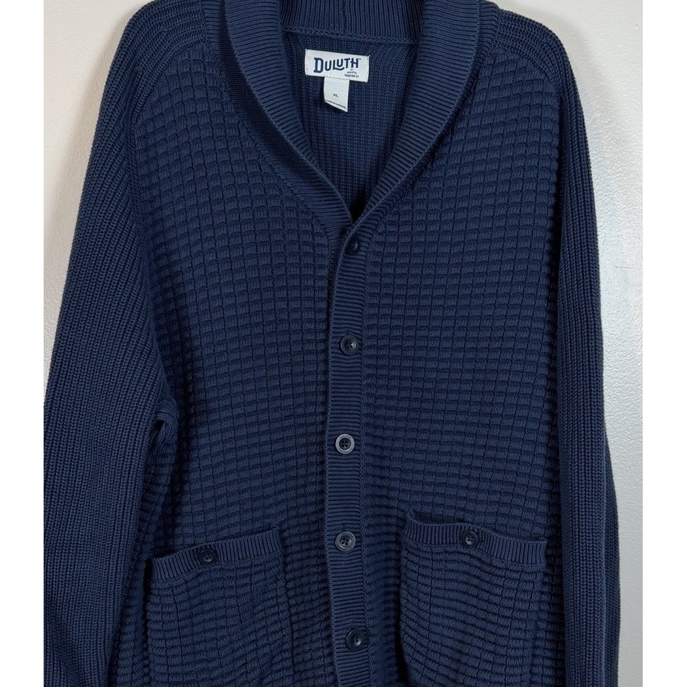 Duluth Sweater Mens XL Burly Retirement Shawl Collar Cardigan Waffle Knit Heavy